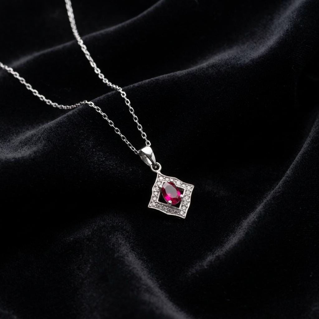 Princess Cut Birthstone Necklace, Crystal Pendant, Dainty Minimalist Jewelry, Personalized Gift for Her, Elegant Custom Charm Necklace