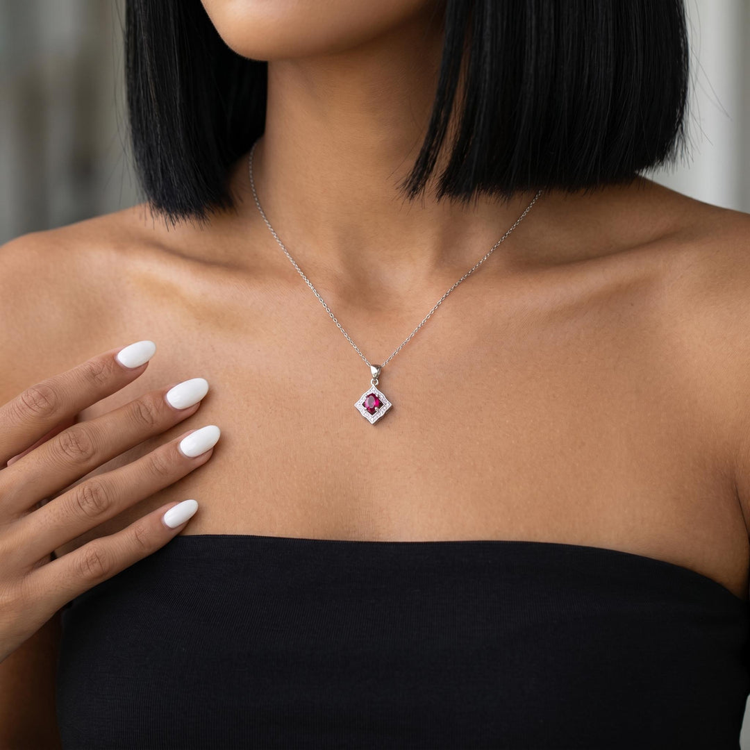 Princess Cut Birthstone Necklace, Crystal Pendant, Dainty Minimalist Jewelry, Personalized Gift for Her, Elegant Custom Charm Necklace