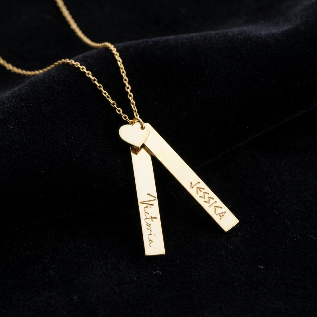 Personalized Name Necklace, Gold Bar Pendant, Custom Jewelry, Dainty Minimalist Necklace, Gift for Her, Elegant Everyday Jewelry