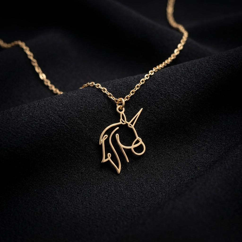 Minimalist Unicorn Necklace, Gold Unicorn Pendant Necklace, Cute Fantasy Jewelry Gift for Her Women, Dainty Magical Everyday Necklace