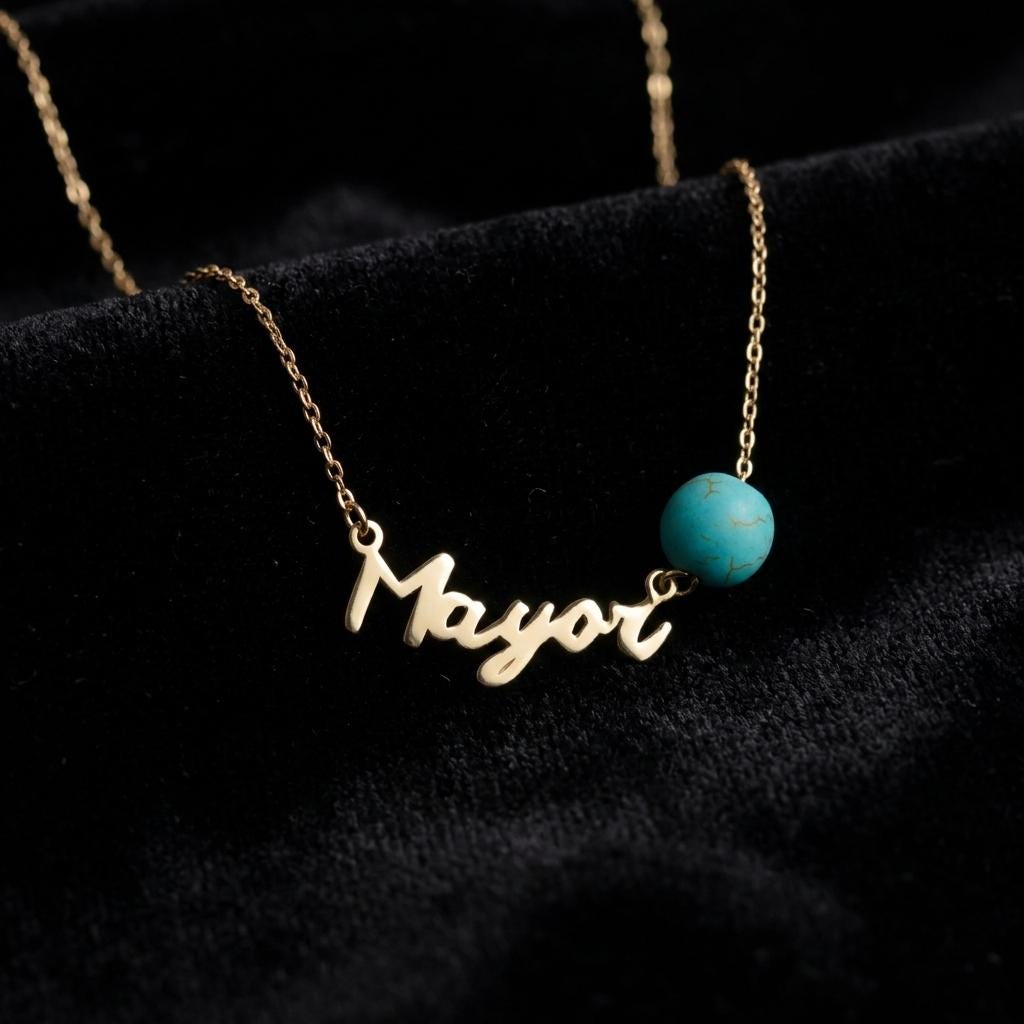 Personalized Name Necklace, Turquoise Bead Custom Name Necklace, Minimalist Gold Pendant Jewelry Gift for Her Women Girls Everyday
