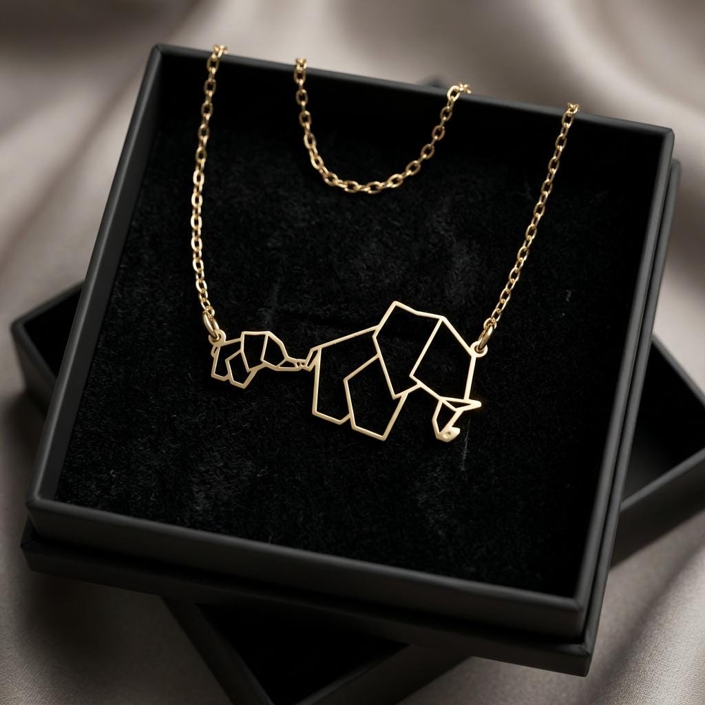 Minimalist Elephant Necklace, Geometric Elephant Pendant Necklace, Gold Animal Jewelry Gift for Her Women, Dainty Everyday Necklace