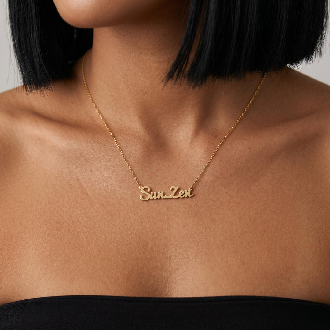 Custom Name Necklace, Personalized Gold Name Necklace, Minimalist Dainty Name Pendant Jewelry Gift for Her Women Everyday Style