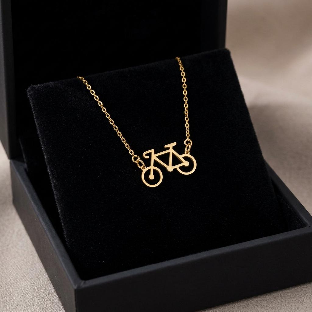 Bicycle Necklace, Minimalist Bike Pendant Necklace, Gold Cycling Jewelry Gift for Women Men, Dainty Cyclist Lover Everyday Necklace