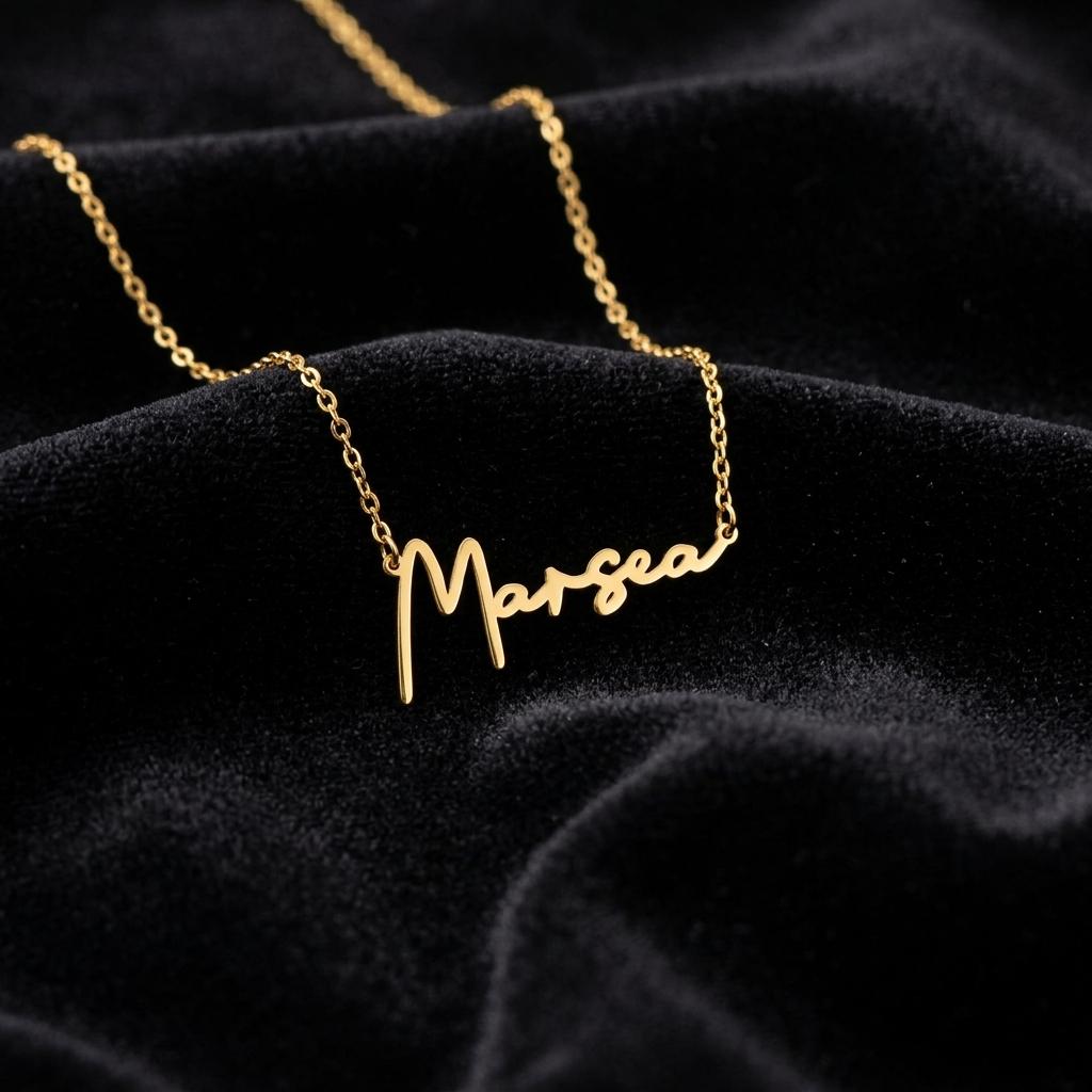Custom Script Name Necklace, Personalized Gold Name Plate Necklace for Women, Minimalist Signature Jewelry, Dainty Gift for Her