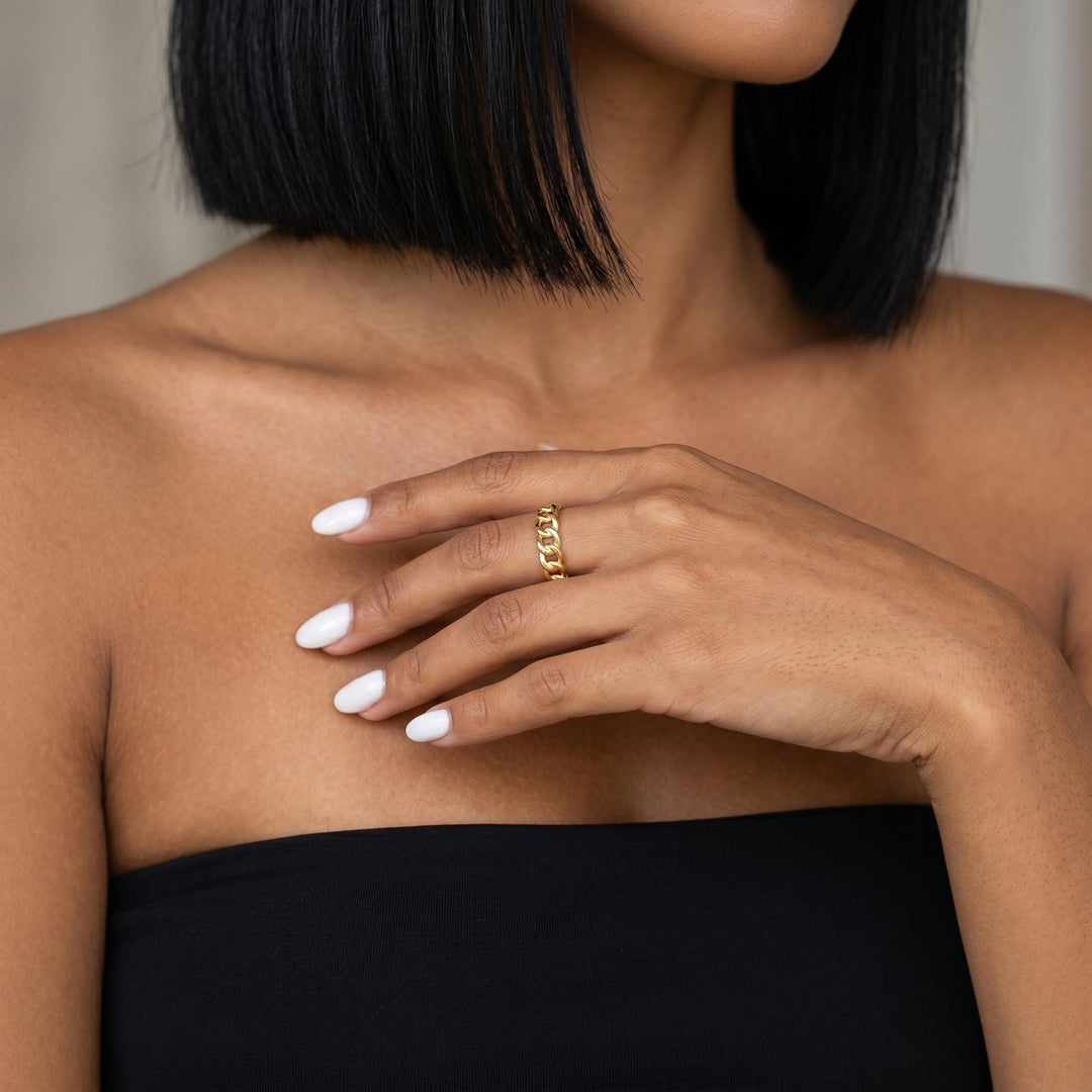 Chunky Chain Ring, Cuban Link Ring, Gold Silver Rose Gold Ring, Statement Jewelry, Bold Fashion Ring, Minimalist Gift for Her