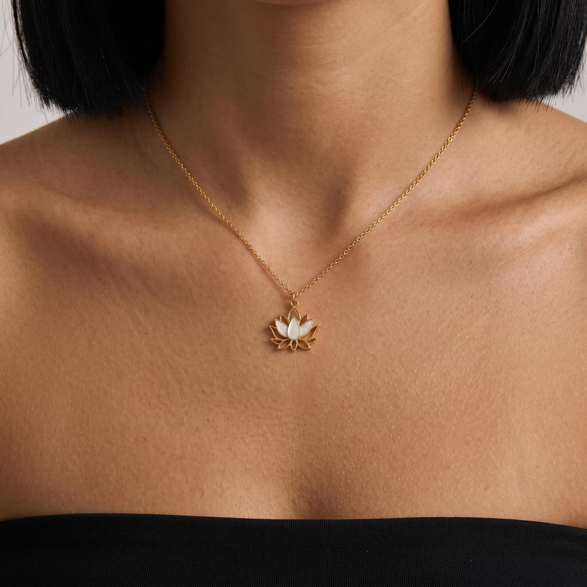 Gold lotus flower necklace, minimalist spiritual jewelry, dainty opal lotus pendant necklace, meditation yoga gift for women her