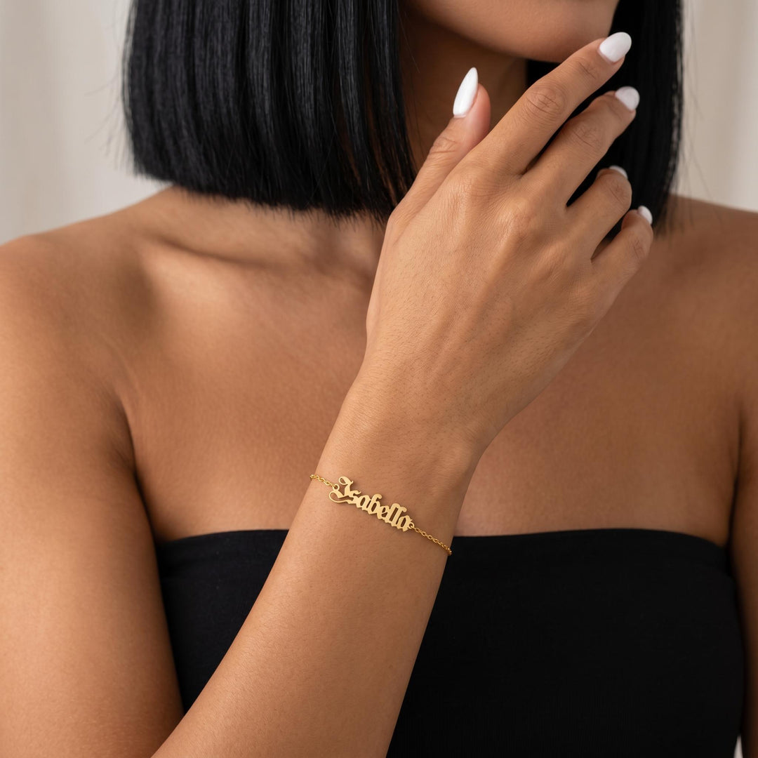 Personalized Name Bracelet for Women, Custom Gold Name Jewelry, Dainty Script Bracelet Gift for Her Minimalist Everyday Style