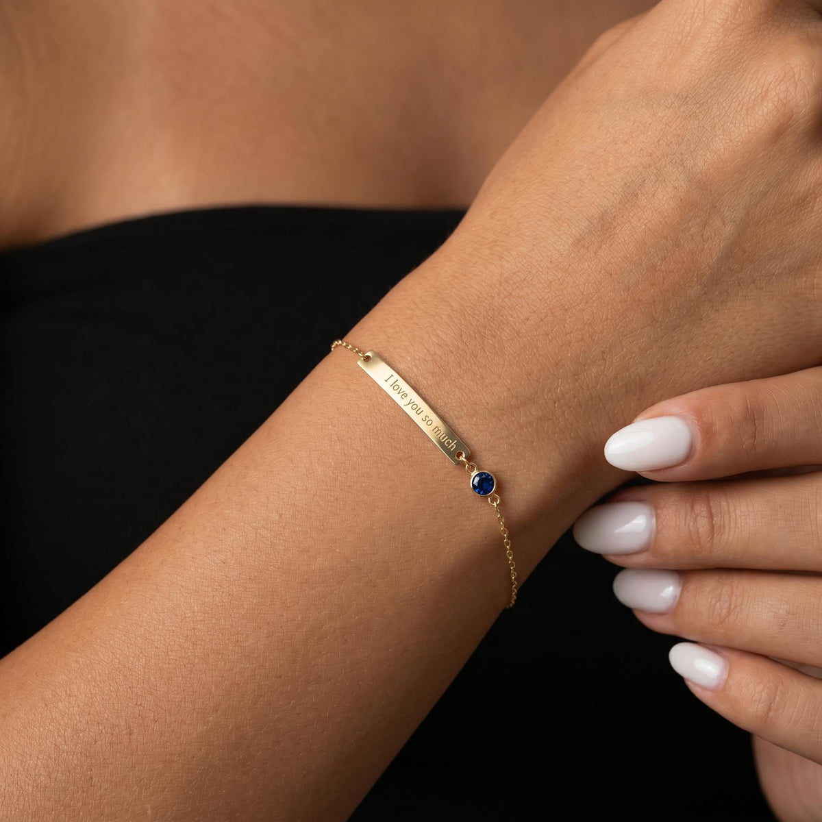Personalized birthstone bar bracelet for women, custom engraved gold bracelet, minimalist name jewelry, dainty couple jewelry keepsake