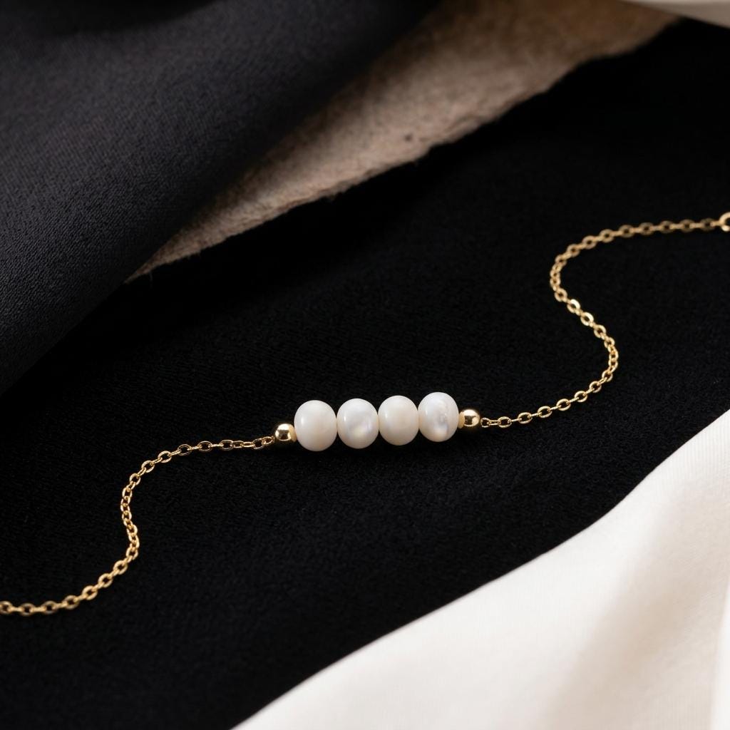 Minimalist Freshwater Pearl Bracelet, Dainty Gold Pearl Chain Bracelet for Women, Elegant Layering Pearl Jewelry, Bridal Bracelet