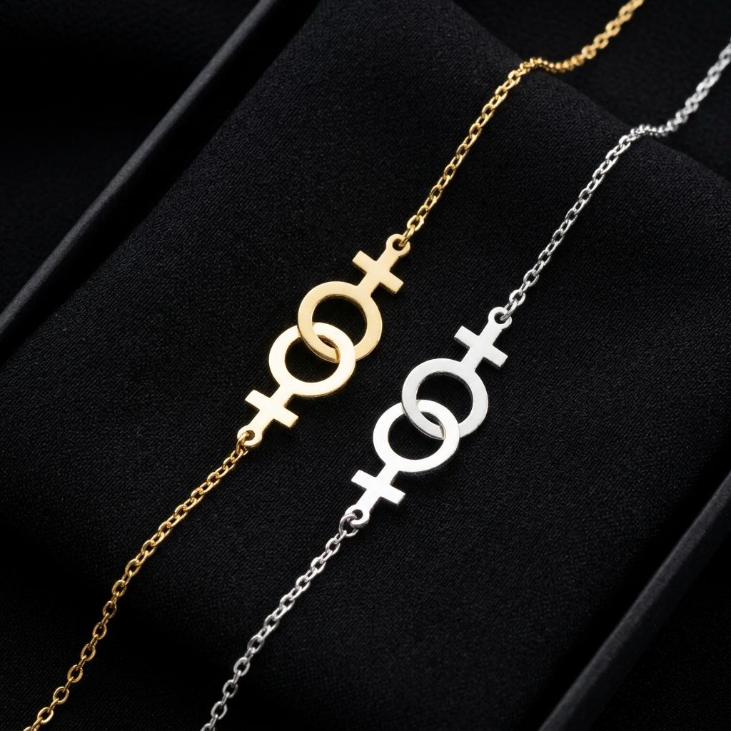Feminist Symbol Bracelet, Venus Symbol Bracelet for Women, Minimalist Female Empowerment Jewelry, Gold Silver Equality Bracelet