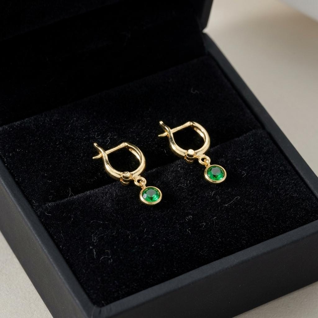 Birthstone Hoop Earrings, Gold Dainty Gemstone Earrings, Minimalist Drop Earrings, Tiny Birthstone Hoops, Personalized Everyday Jewelry
