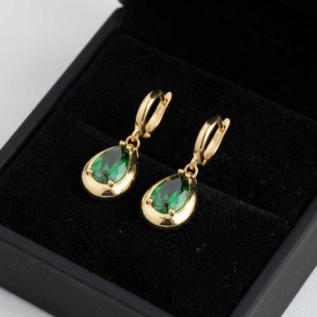 Birthstone Teardrop Earrings, Gold Gemstone Drop Earrings, Personalized Birthstone Jewelry, Minimalist Dangle Earrings, Tiny Hoop Earrings